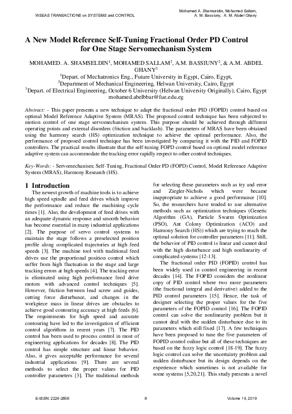 (PDF) A New Model Reference Self-Tuning Fractional Order PD Control for ...