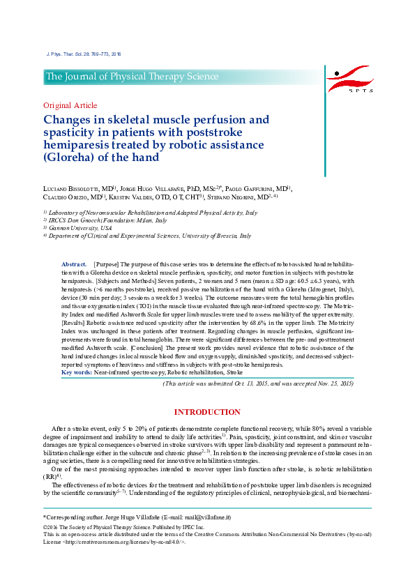 (PDF) Changes in skeletal muscle perfusion and spasticity in patients ...