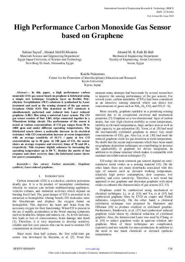 (PDF) IJERT-High Performance Carbon Monoxide Gas Sensor based on Graphene