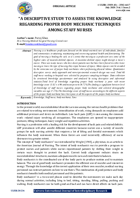 (PDF) "A DESCRIPTIVE STUDY TO ASSESS THE KNOWLEDGE REGARDING PROPER ...