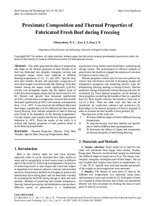 (PDF) Proximate Composition and Thermal Properties of Fabricated Fresh ...