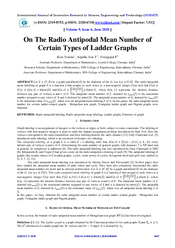 (PDF) On The Radio Antipodal Mean Number of Certain Types of Ladder