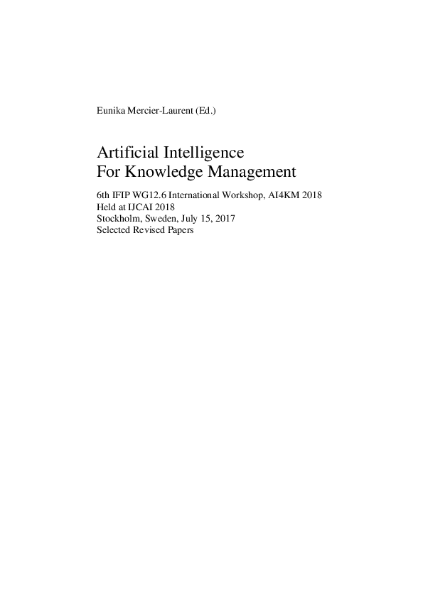 (PDF) Introduction to 6th Artificial Intelligence for Knowledge Management