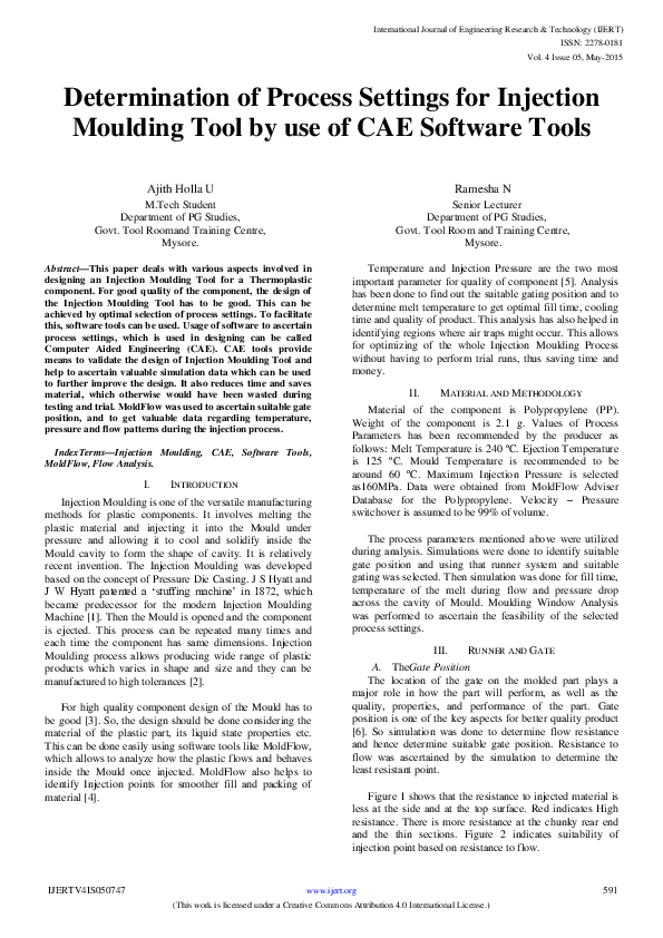 (PDF) IJERTDetermination of Process Settings for Injection Moulding