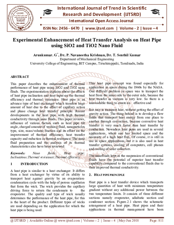 (PDF) EXPERIMENTAL ENHANCEMENT OF HEAT TRANSFER ANALYSIS ON HEAT PIPE ...