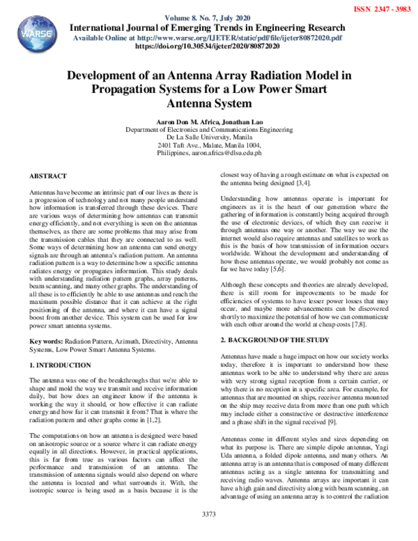(PDF) Development of an Antenna Array Radiation Model in Propagation ...