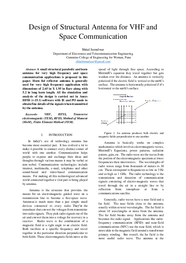 (PDF) Design of Structural Antenna for VHF and Space Communication