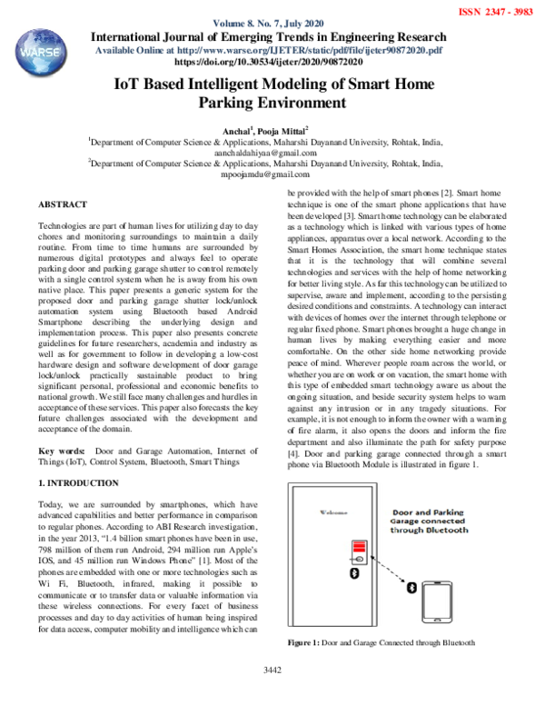 (PDF) IoT Based Intelligent Modeling of Smart Home Parking Environment