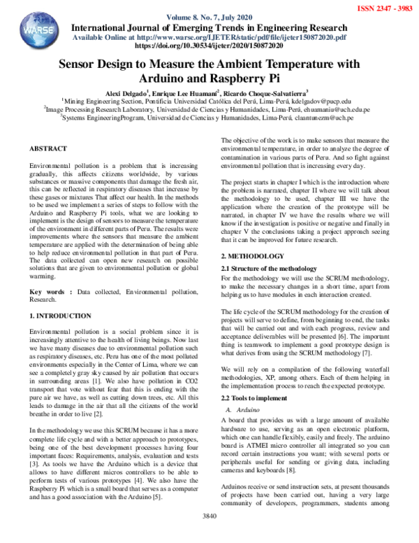(PDF) Sensor Design to Measure the Ambient Temperature with Arduino and ...