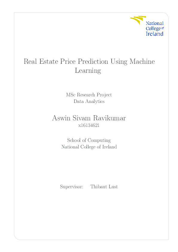 (PDF) Real Estate Price Prediction Using Machine Learning MSc Research
