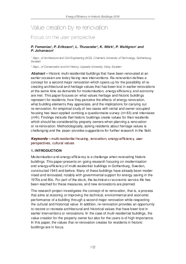(PDF) Energy Efficiency in Historic Buildings 2018 Value creation by re ...