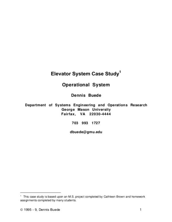 (PDF) Elevator System Case Study Operational System