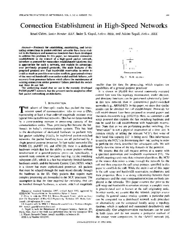 (PDF) Fast connection establishment in high speed networks