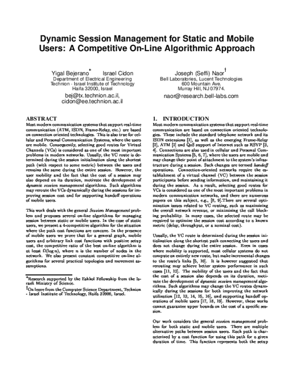 (PDF) Dynamic session management for static and mobile users