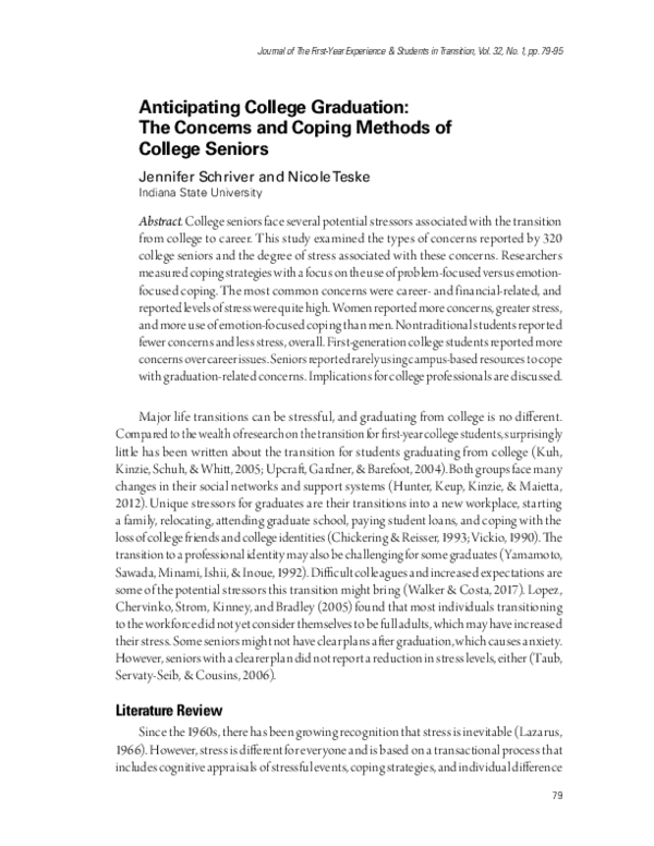 (PDF) Anticipating College Graduation: The Concerns and Coping Methods ...