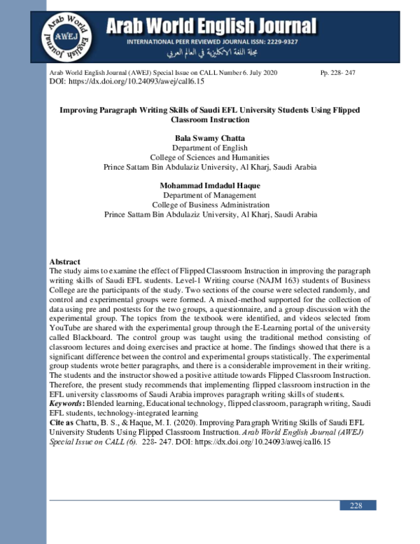(PDF) Improving Paragraph Writing Skills of Saudi EFL University ...