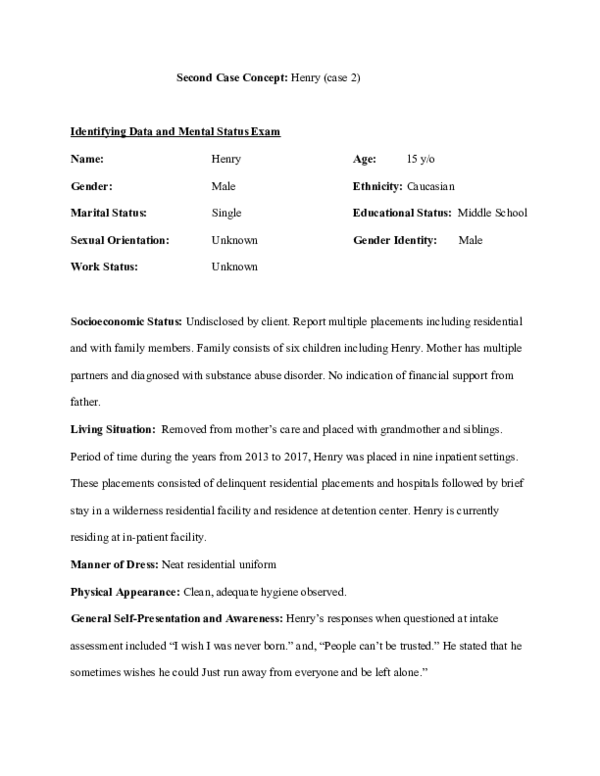 (DOC) Second Case Concept: Henry (case 2