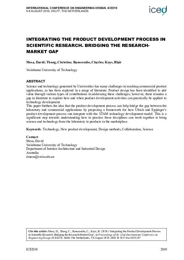 (PDF) Integrating the Product Development Process in Scientific ...