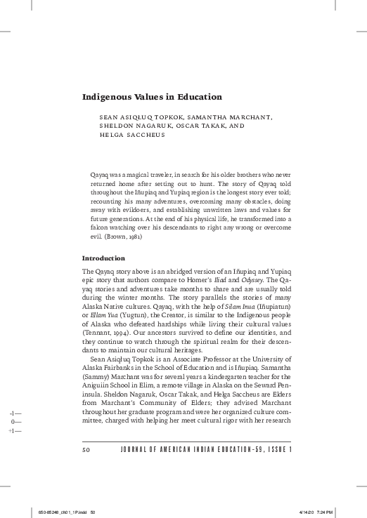 (PDF) Indigenous Values in Education