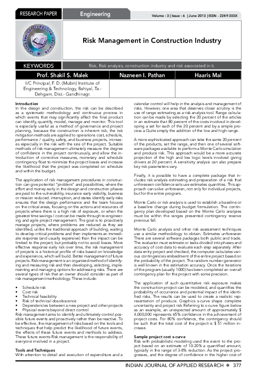 (PDF) Risk Management in Construction Industry