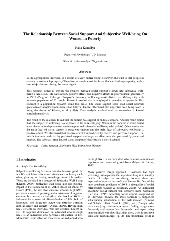 (PDF) The Relationship Between Social Support And Subjective Well-being ...