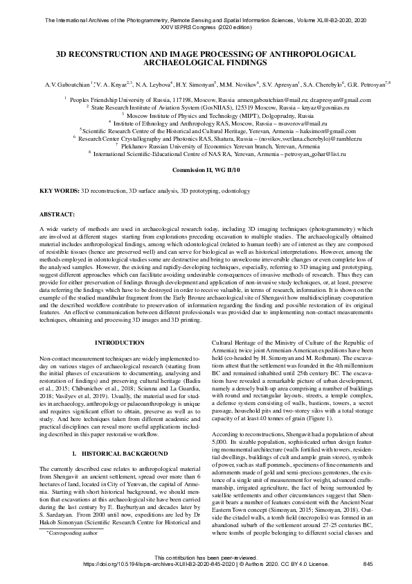 (PDF) 3D RECONSTRUCTION AND IMAGE PROCESSING OF ANTHROPOLOGICAL ...
