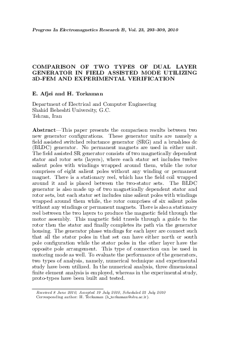 (PDF) Comparison of Two Types of Dual Layer Generator in Field Assisted ...