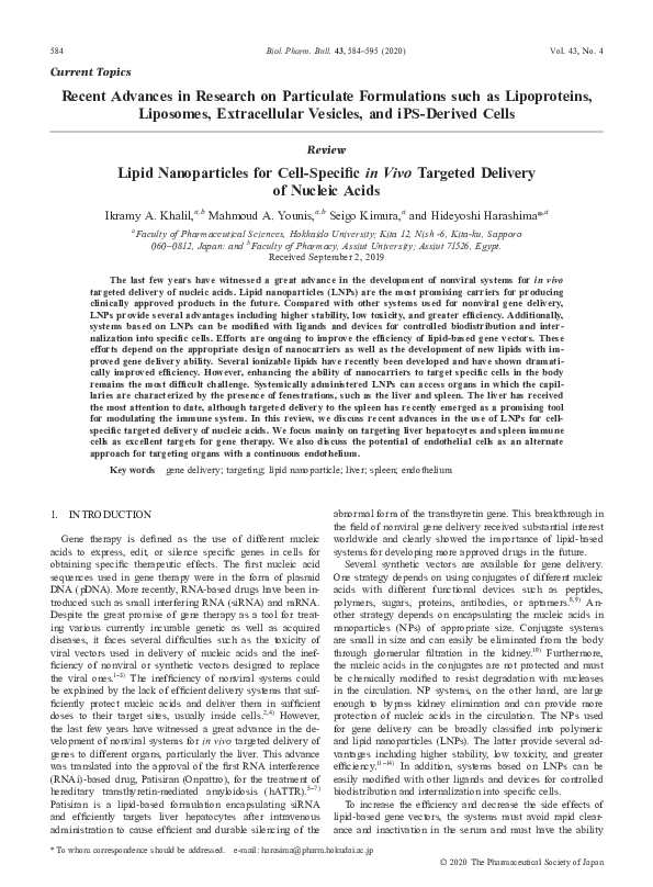(PDF) Lipid Nanoparticles for Cell-Specific in Vivo Targeted Delivery ...