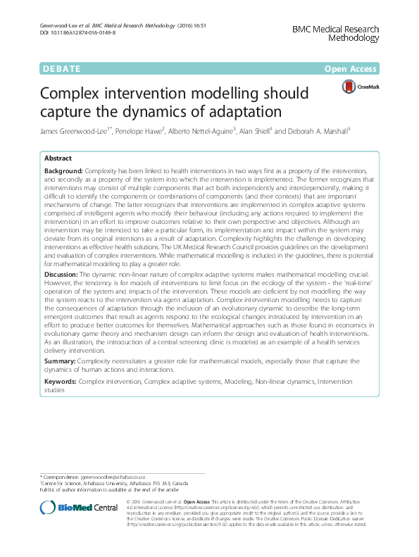 (PDF) Complex intervention modelling should capture the dynamics of ...