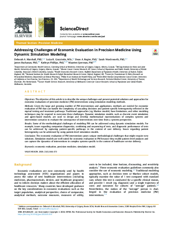 (PDF) Addressing Challenges of Economic Evaluation in Precision ...