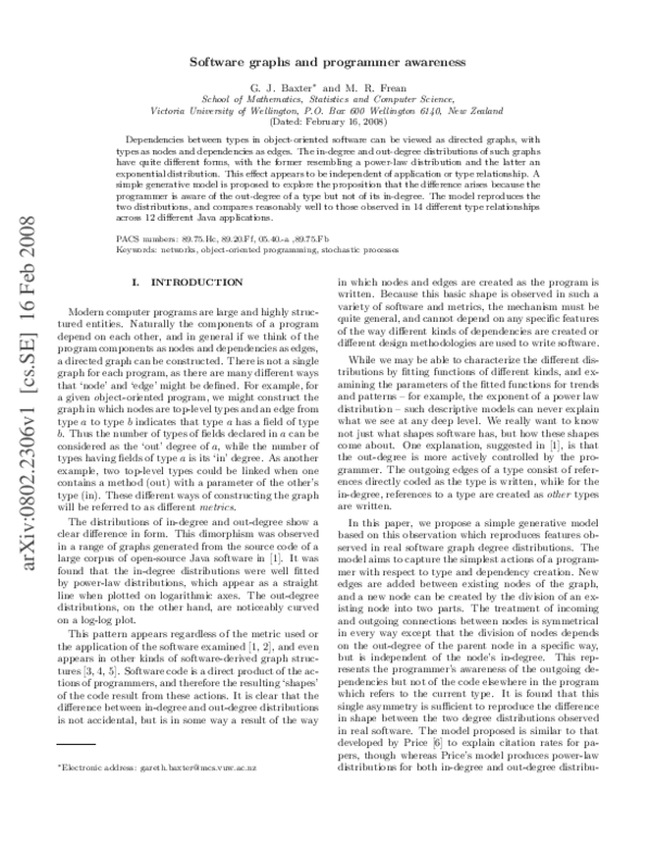 (PDF) Software graphs and programmer awareness | Marcus Frean ...