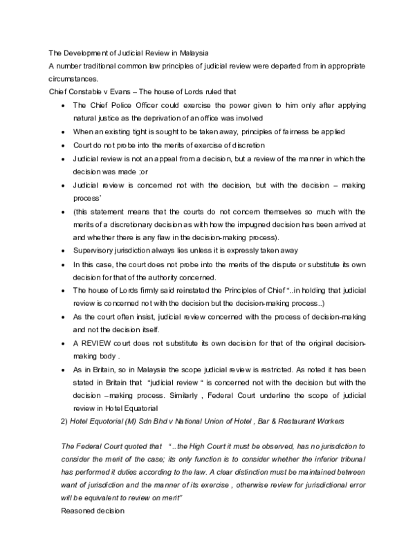 (DOC) The Development of Judicial Review in Malaysia Homes Angeline