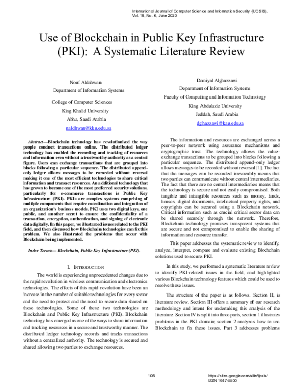 (PDF) Use of Blockchain in Public Key Infrastructure (PKI): A ...