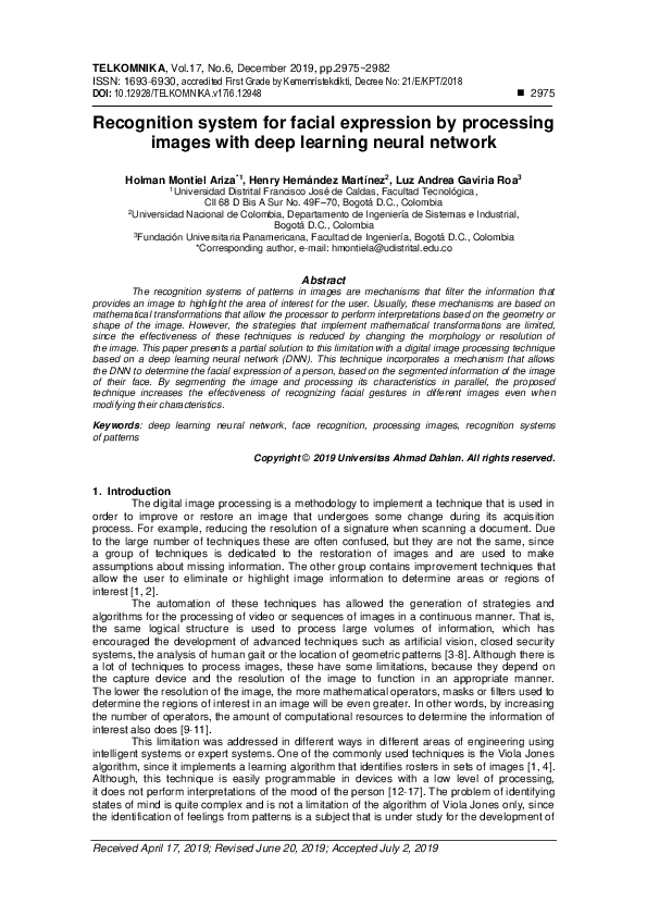 (PDF) Recognition system for facial expression by processing images ...