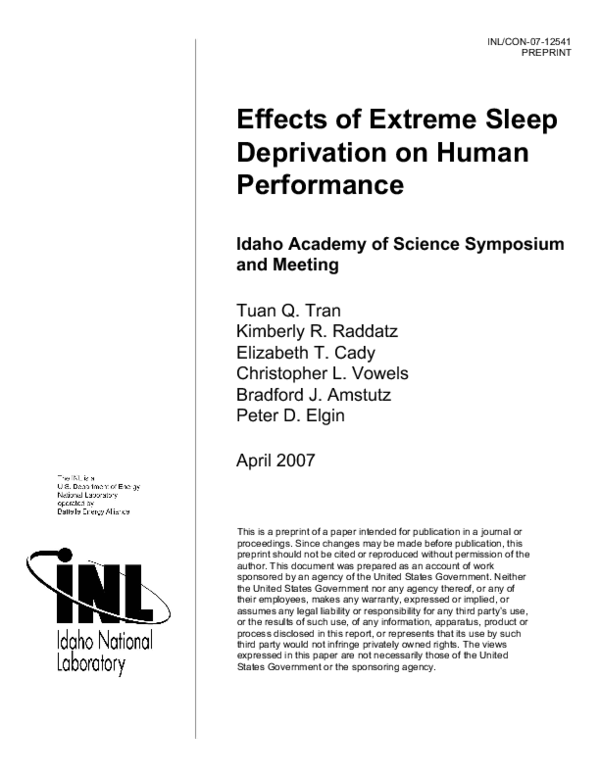 (PDF) Effects of Extreme Sleep Deprivation on Human Performance