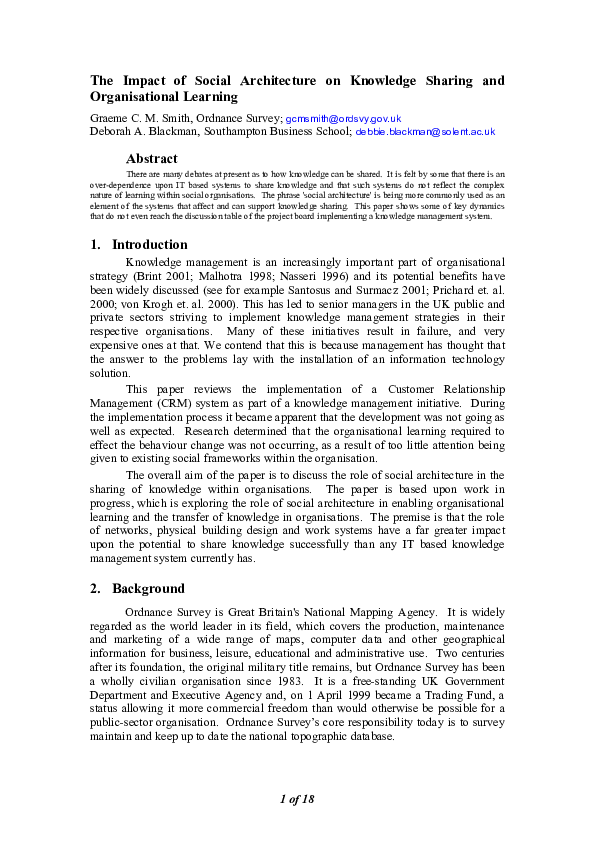 (DOC) The Impact of Social Architecture on Knowledge Sharing and ...
