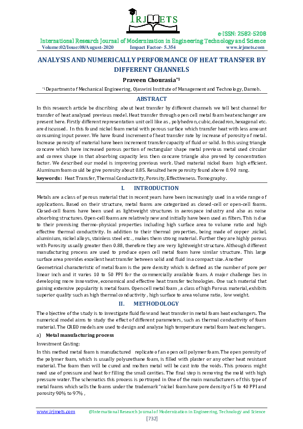 (PDF) ANALYSIS AND NUMERICALLY PERFORMANCE OF HEAT TRANSFER BY ...