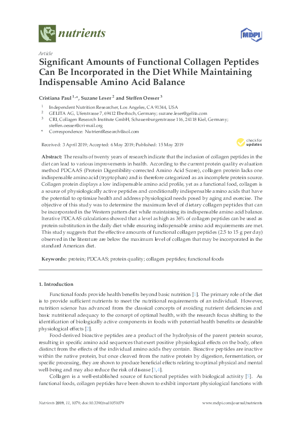 (PDF) Significant Amounts of Functional Collagen Peptides Can Be ...