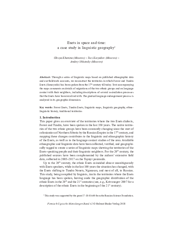 (PDF) Enets in space and time: a case study in linguistic geography