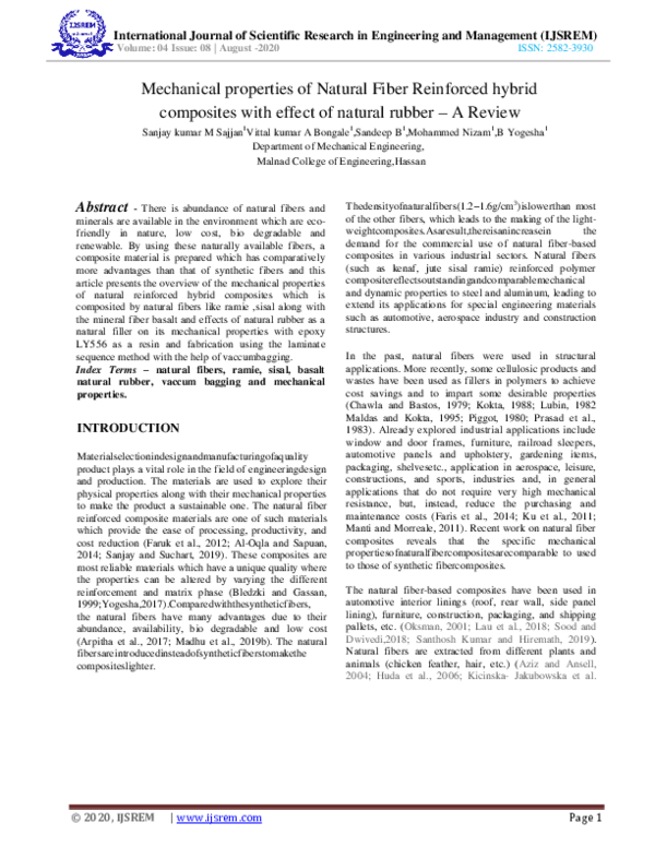 (PDF) Mechanical properties of Natural Fiber Reinforced hybrid ...