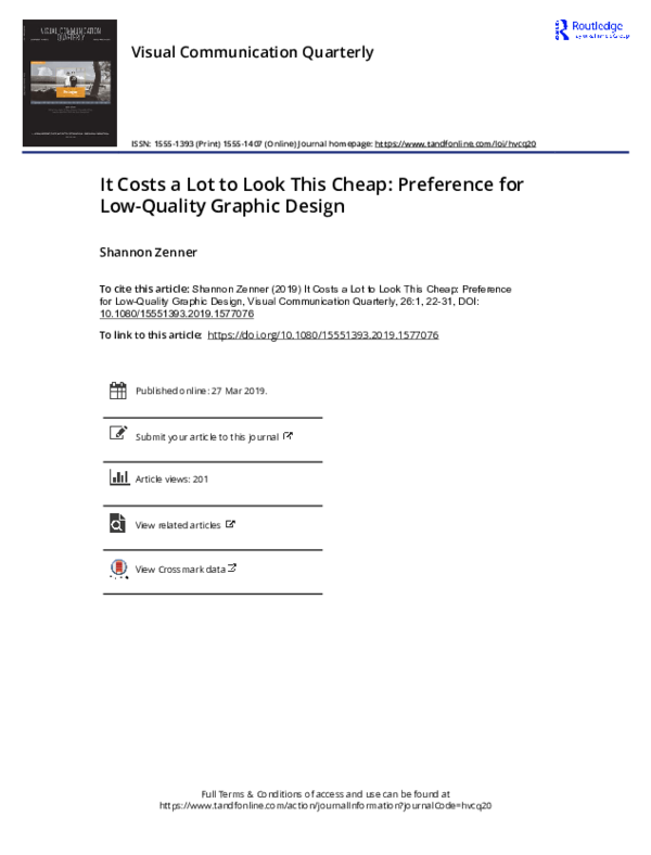 (PDF) Visual Communication Quarterly It Costs a Lot to Look This Cheap ...