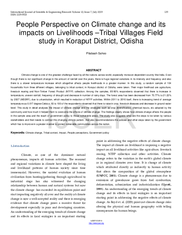 (PDF) People Perspective on Climate change and its impacts on ...
