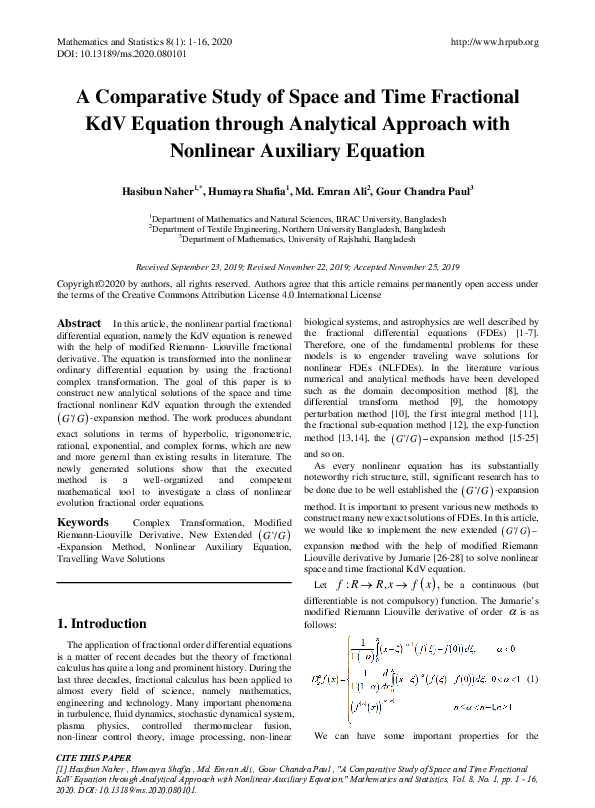 (PDF) A Comparative Study of Space and Time Fractional KdV Equation ...