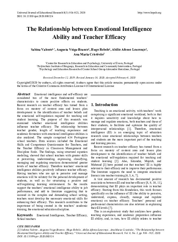 (PDF) The Relationship between Emotional Intelligence Ability and ...