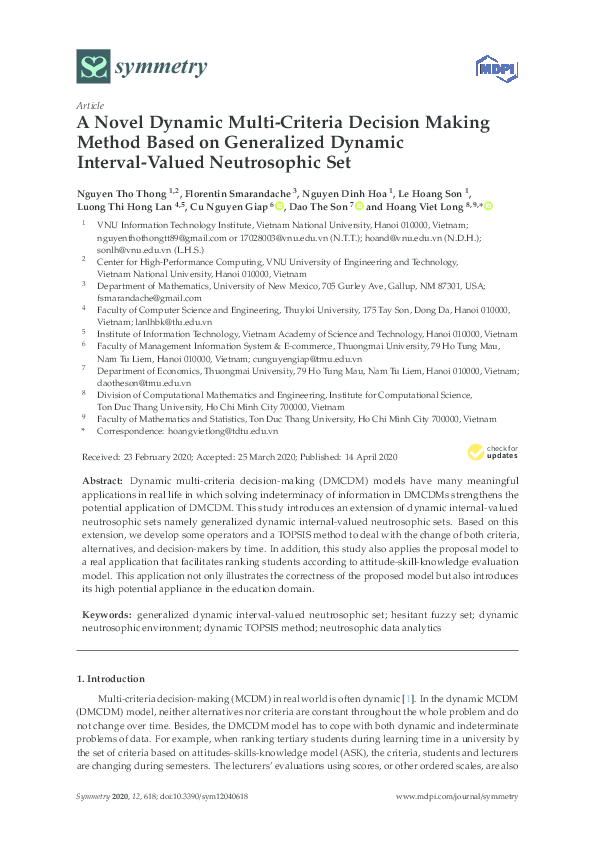 (PDF) A Novel Dynamic Multi-Criteria Decision Making Method Based on ...