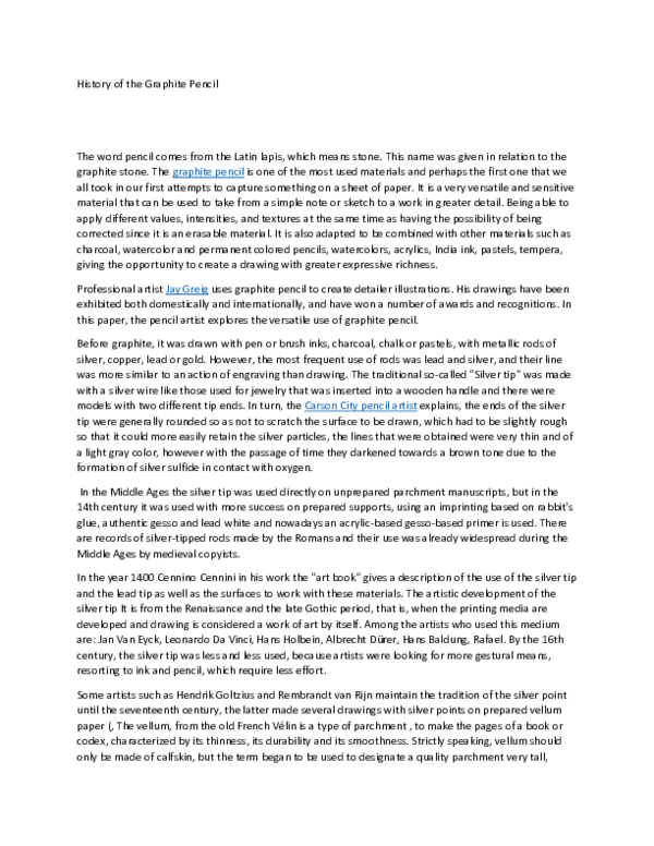 (PDF) History of the Graphite Pencil Jay Greig Academia.edu