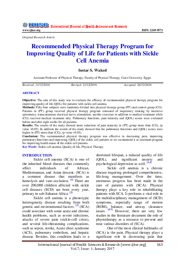 (PDF) Recommended Physical Therapy Program for Improving Quality of ...