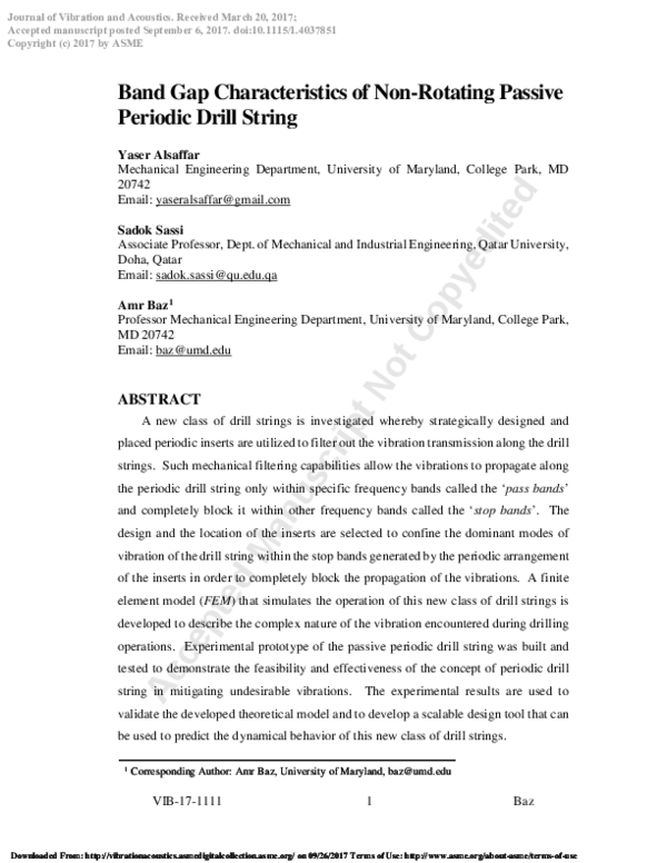 (PDF) Band Gap Characteristics of Non-Rotating Passive Periodic Drill ...