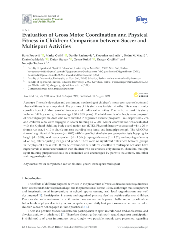 (PDF) Evaluation of Gross Motor Coordination and Physical Fitness in ...