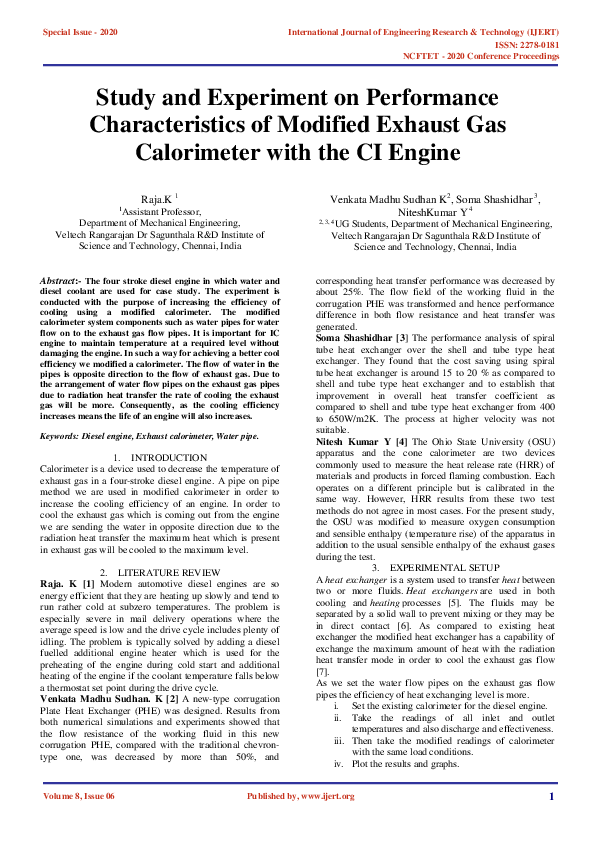 (PDF) IJERTStudy and Experiment on Performance Characteristics of